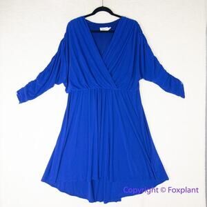 Eliza J Dress  Cobalt BlueV-Neck Midi A-Line‎ women size plus 16W